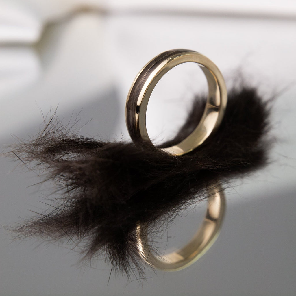 9ct Solid Gold Pet Hair/Fur Memorial Ring - Fur & Forever