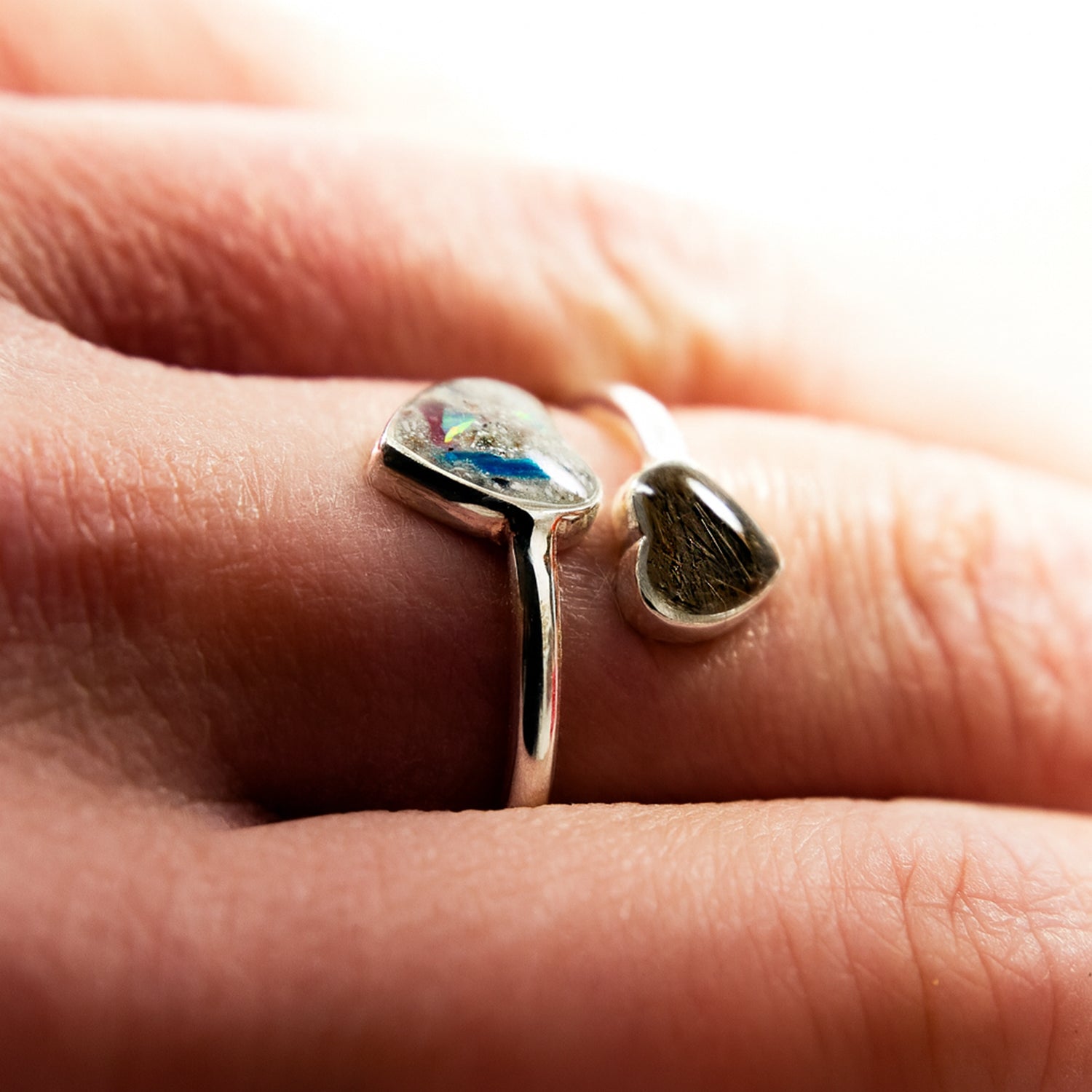 Pet Hair and Ashes Heart Adjustable Ring, Sterling Silver main product photo for pet memorial jewellery