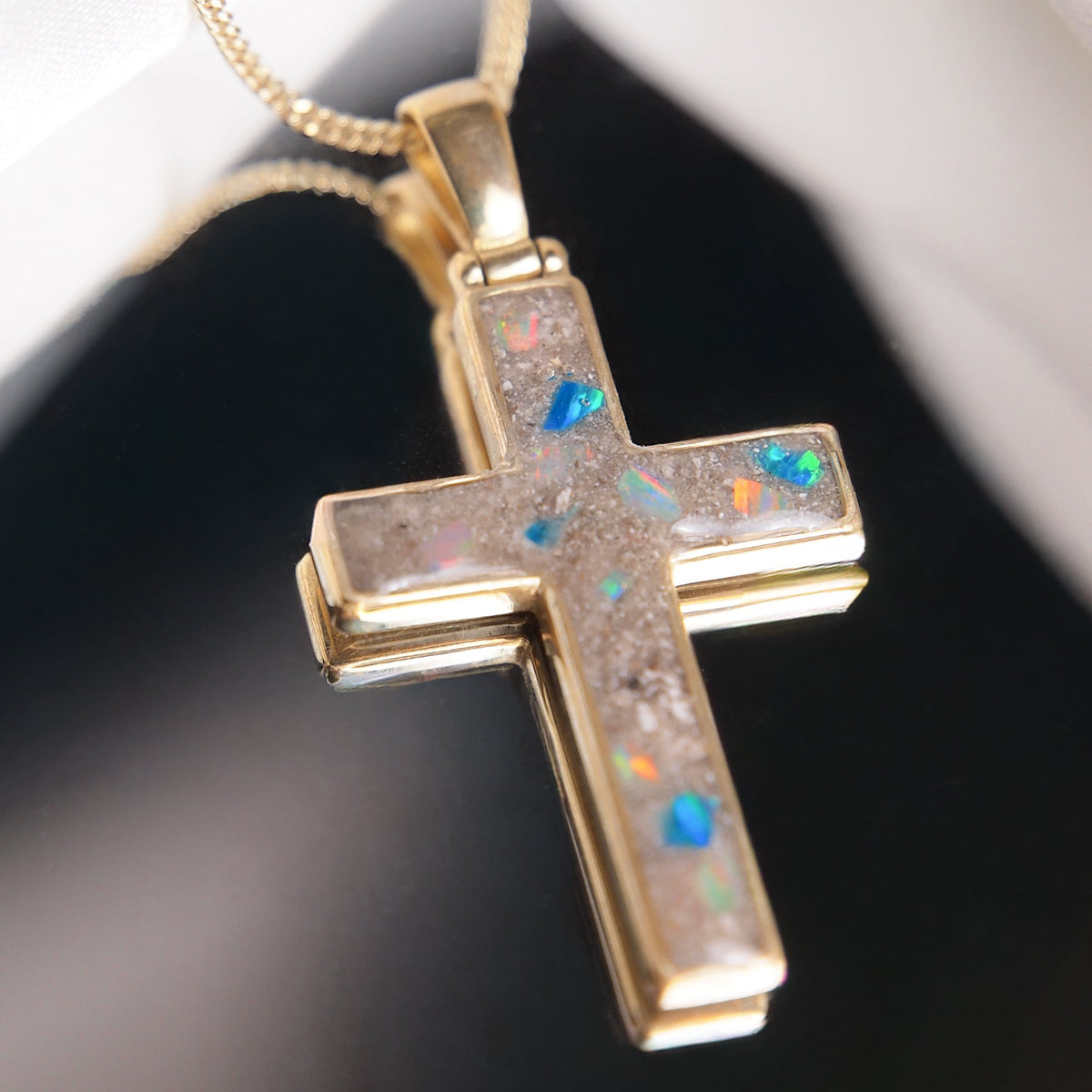 9ct Gold Ashes Cross Necklace