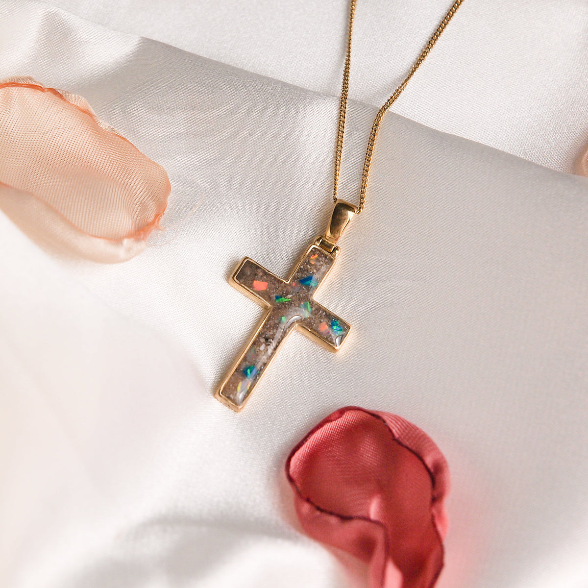 9ct Gold Ashes Cross Necklace