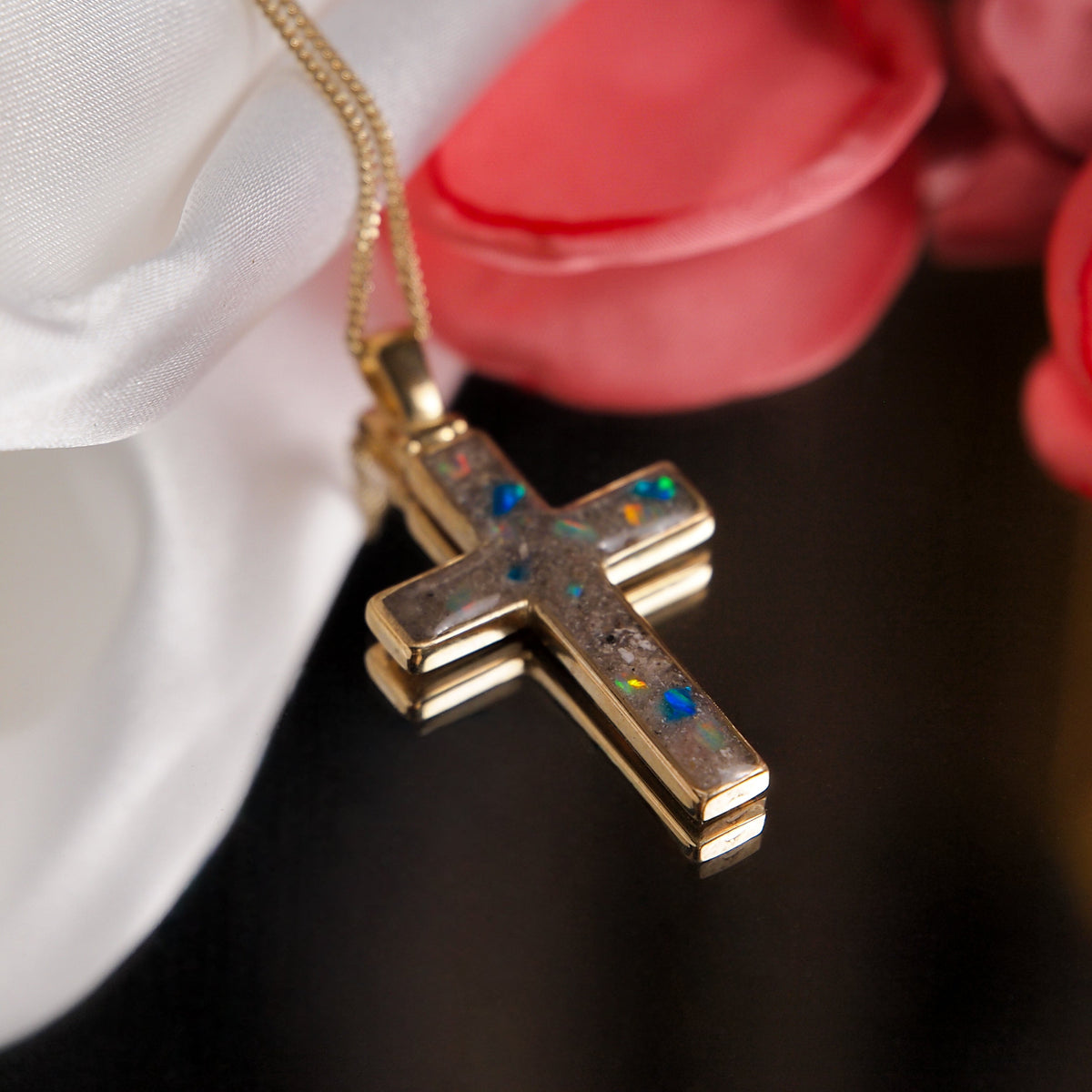 9ct Gold Ashes Cross Necklace