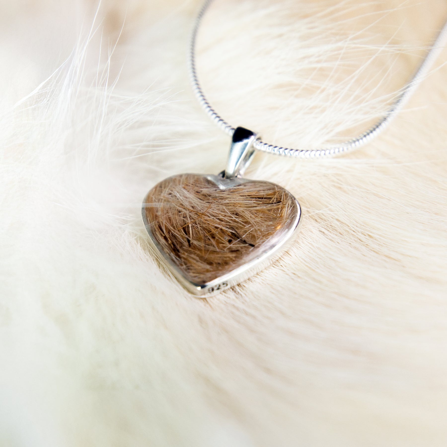 Pet Hair Heart Necklace, Sterling Silver main product photo