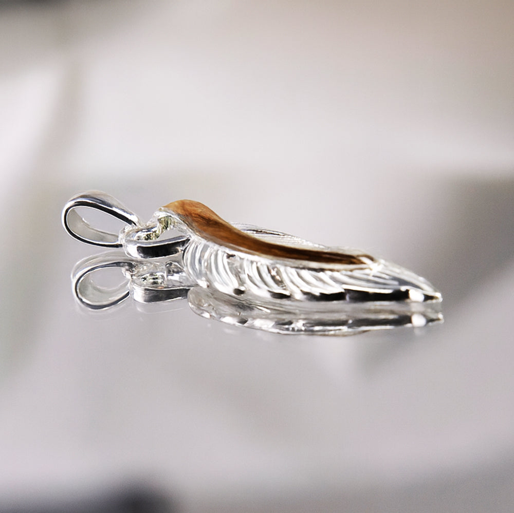 Pet Hair Feather Pendant Necklace, Sterling Silver product photo 5