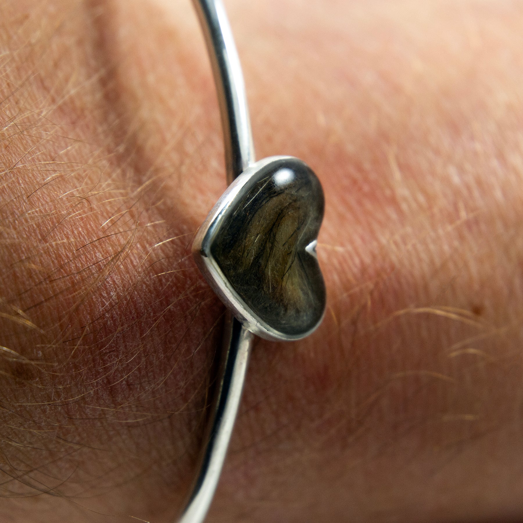 Pet Hair Heart Bangle, Sterling Silver product photo 6