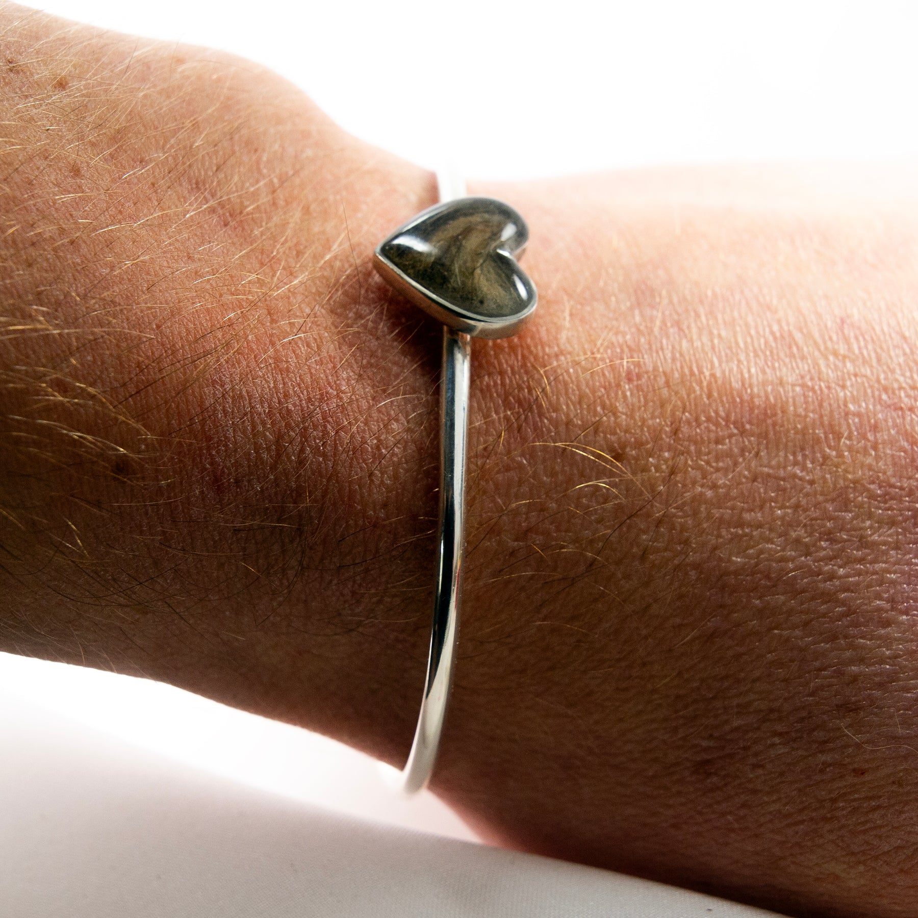 Pet Hair Heart Bangle, Sterling Silver main product photo