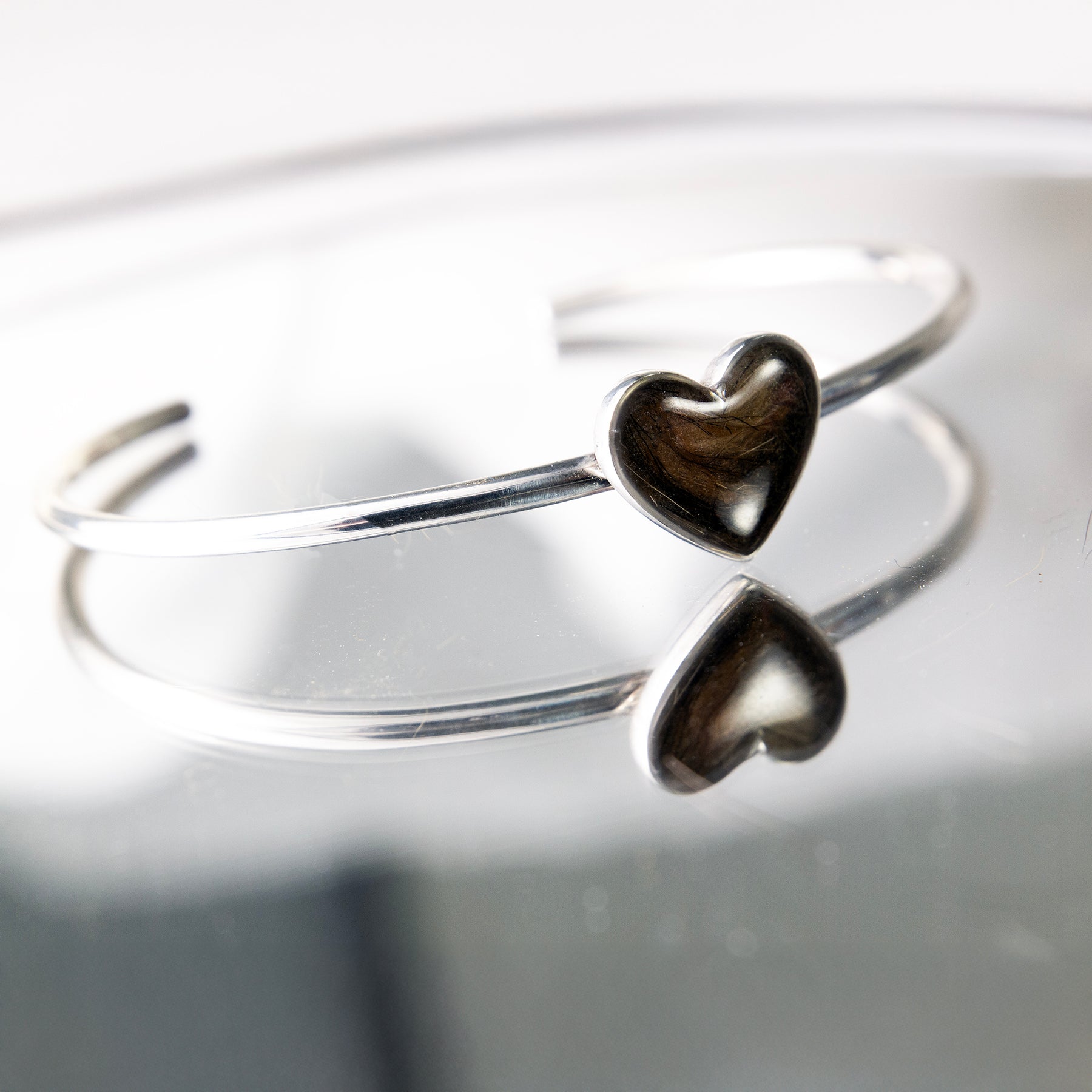 Pet Hair Heart Bangle, Sterling Silver product photo 7