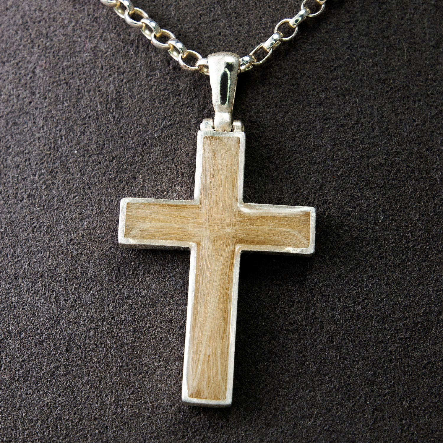 Pet Hair Cross Pendant Necklace, Sterling Silver product photo 7 for pet memorial jewellery