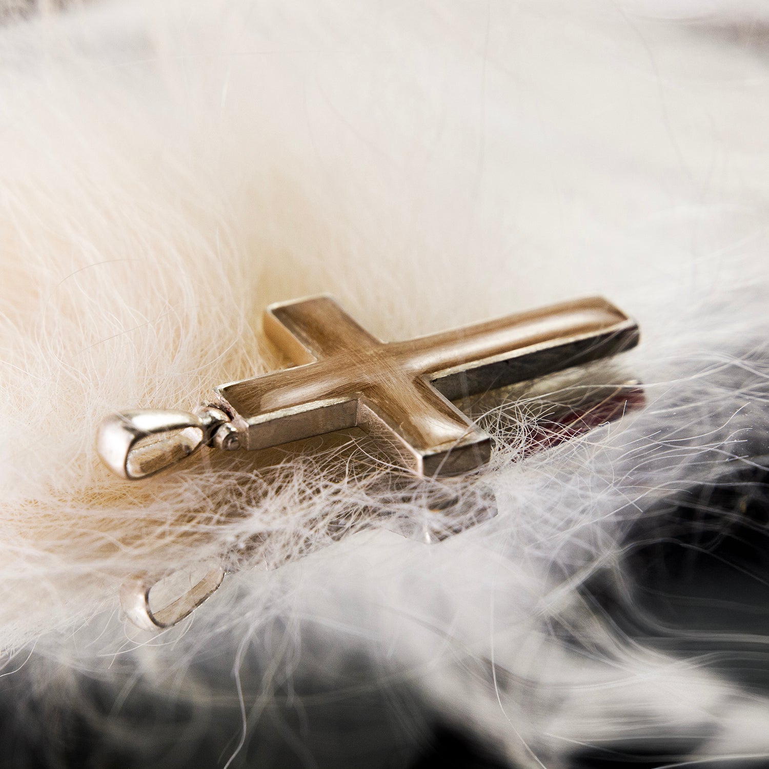 Pet Hair Cross Pendant Necklace, Sterling Silver product photo 5 for pet memorial jewellery
