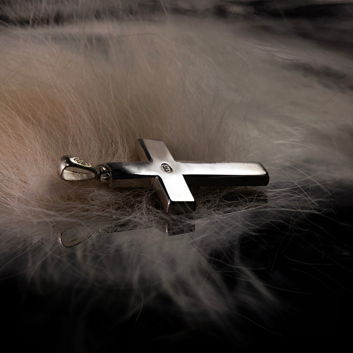 Pet Hair Cross Pendant Necklace, Sterling Silver product photo 6 for pet memorial jewellery