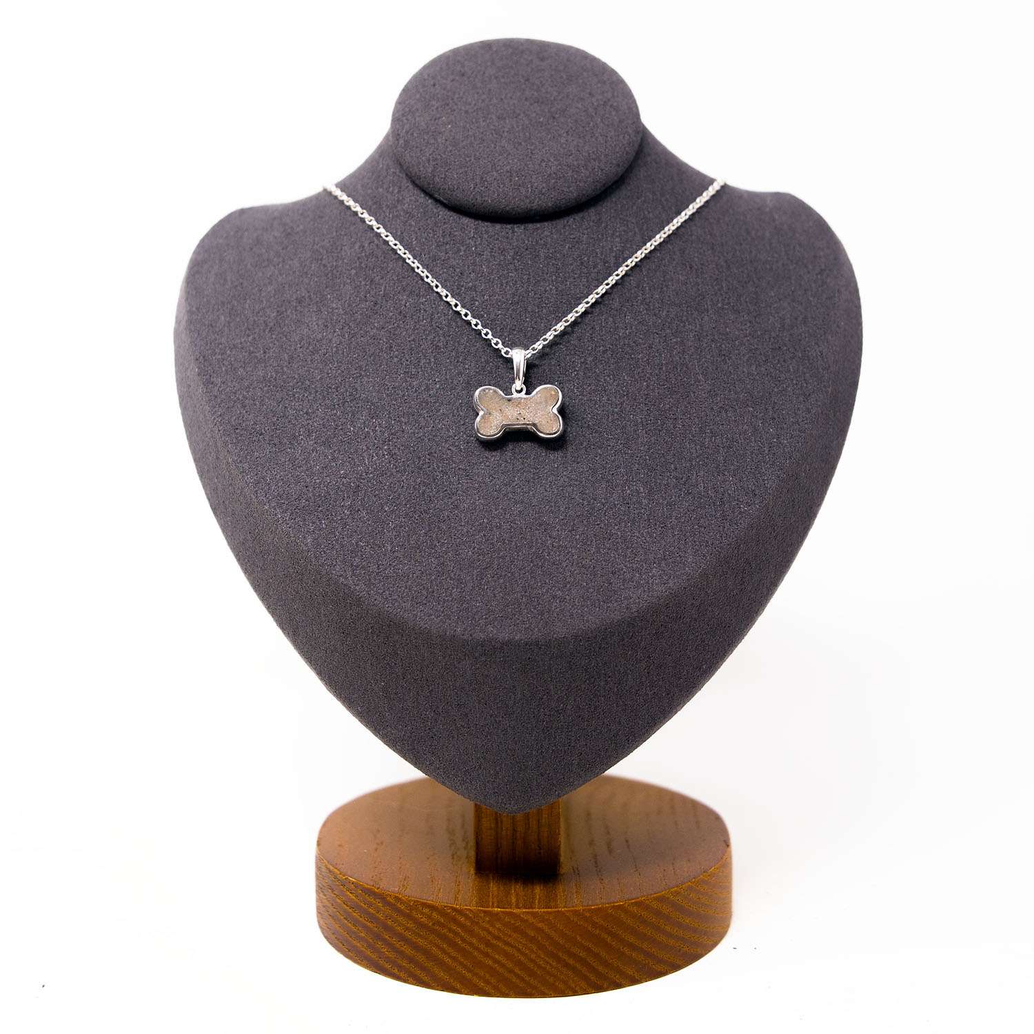 Ashes Dog Bone Necklace, Sterling Silver handmade jewellery detail