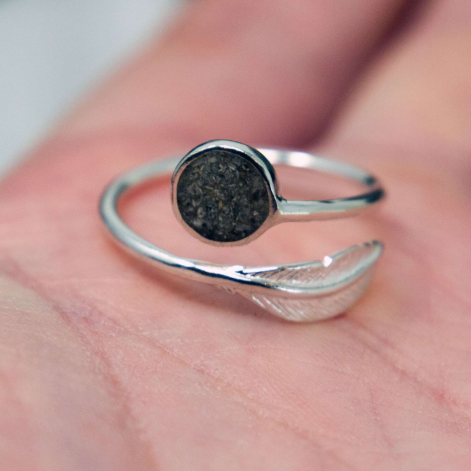 Ashes Feather Adjustable Ring, Sterling Silver product photo 6