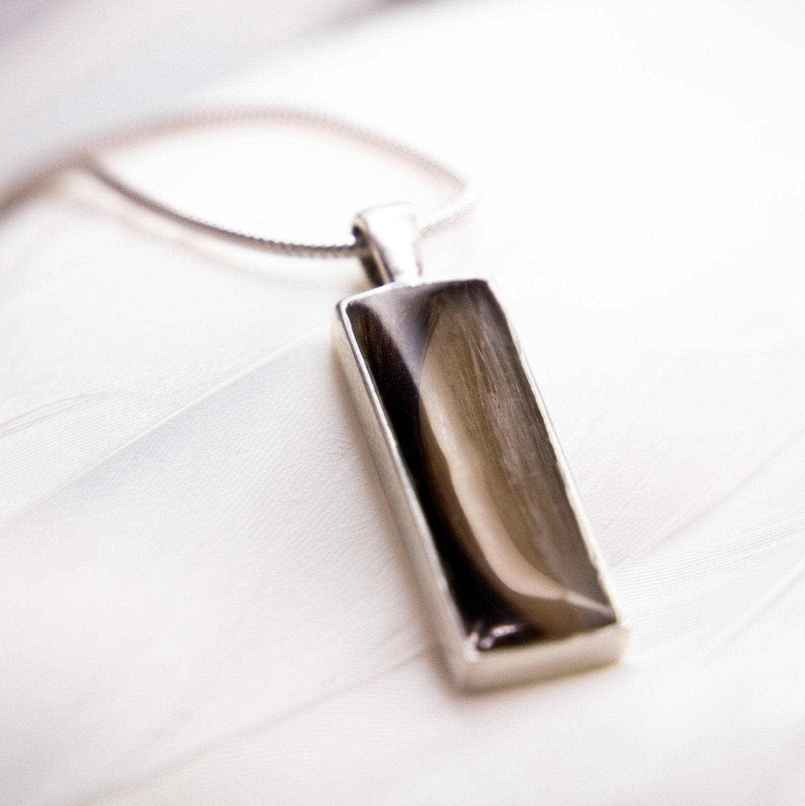 Pet Hair Pendant Necklace, Sterling Silver shown from another angle