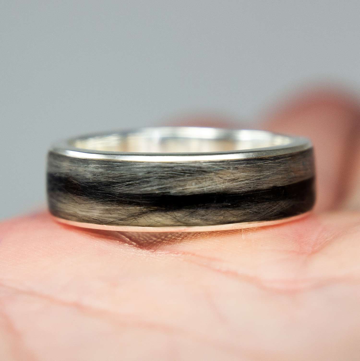 Pet Hair Keepsake Ring, Sterling Silver handmade jewellery detail